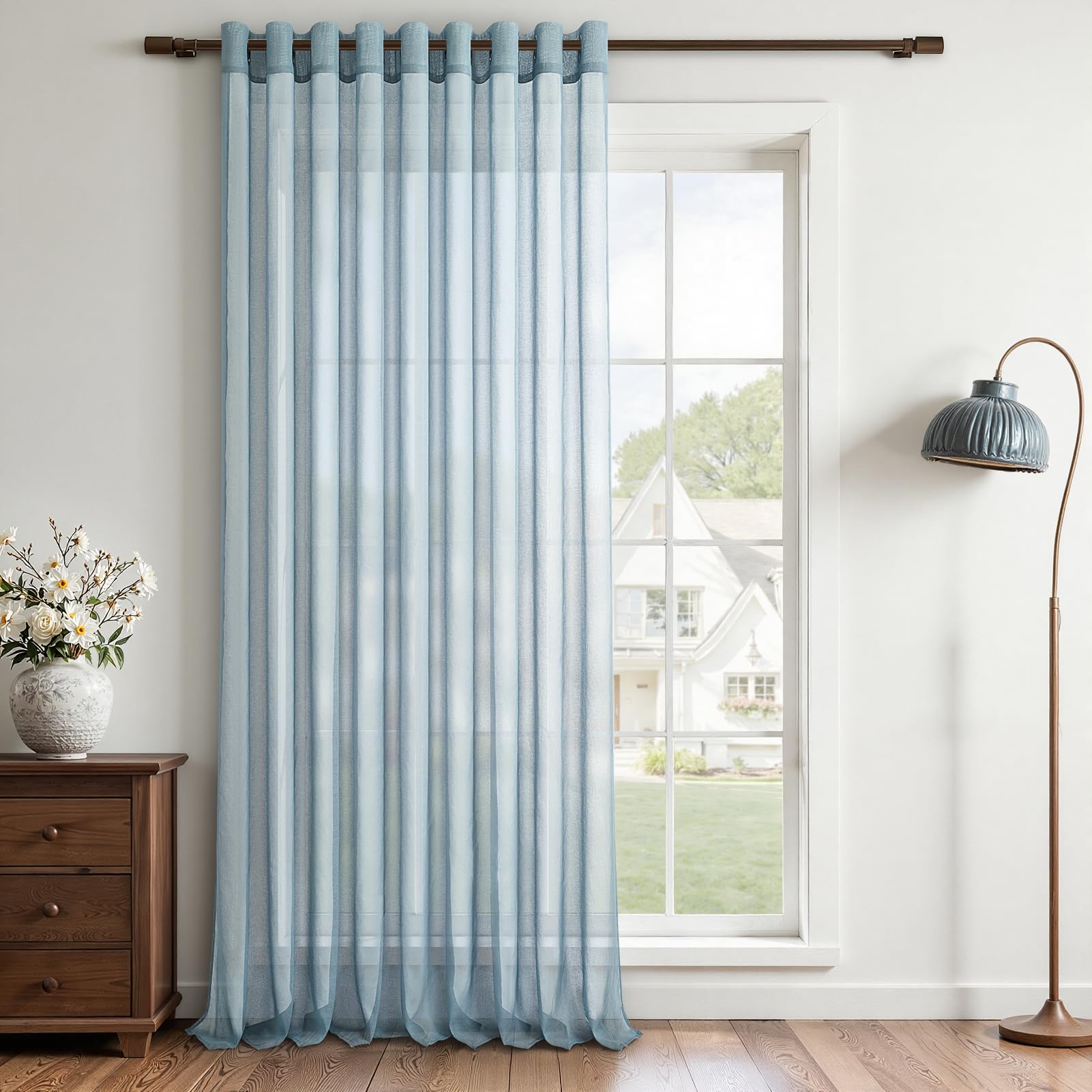 MRTREES Navy Blue Curtain, 300 x 245 cm, 1 Piece with Eyelets, Stylish Transparent Interior Curtain, Bedroom Curtains, Modern and Refined, Ideal for Living Room, Bedroom and Decorative Home — image 1