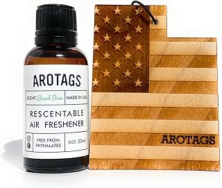 Arotags Car Air Freshener - Reusable Wood Diffuser - Hanging Odor Eliminator - Utah Patriot - Beach Bum Scent