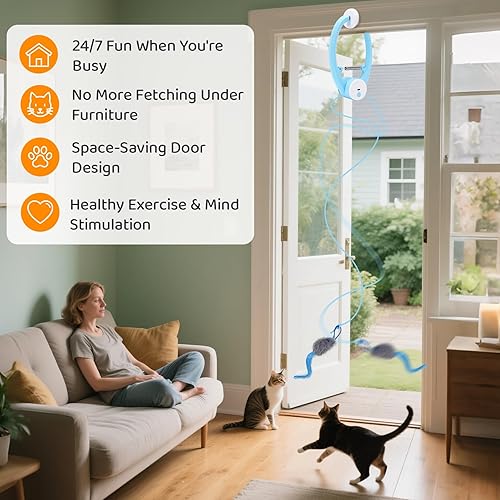 Miniatura 7 de Juguetes interactivos automáticos para gatos de interior, eléctricos aleteando mariposas, varita de plumas, juguete colgante para gatitos y gatos