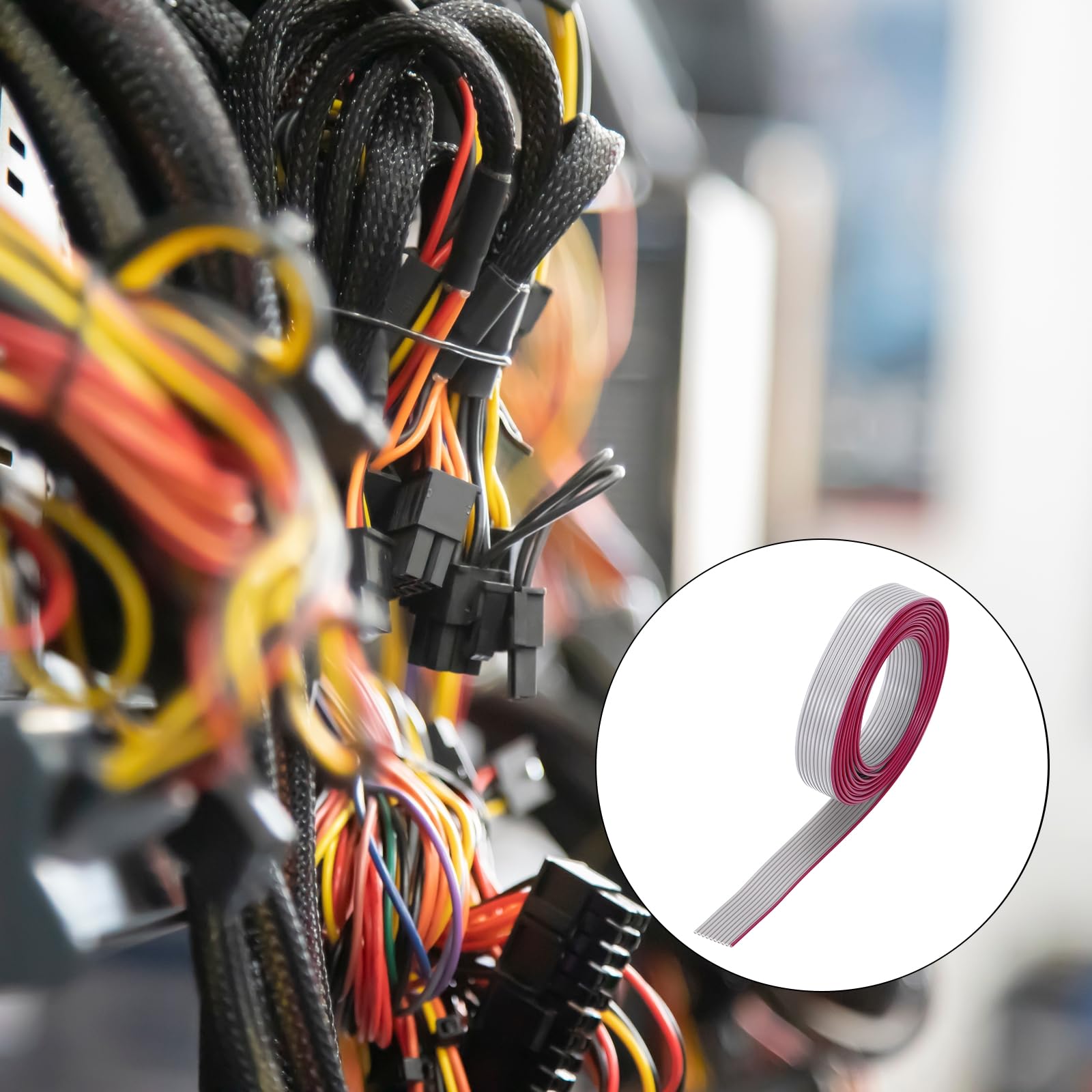 sourcing map Cavo a nastro piatto 26AWG IDC 2m/6.6ft Lunghezza 1.27mm Passo 10 Pin Grigio per JTAG/ISP Collegamento