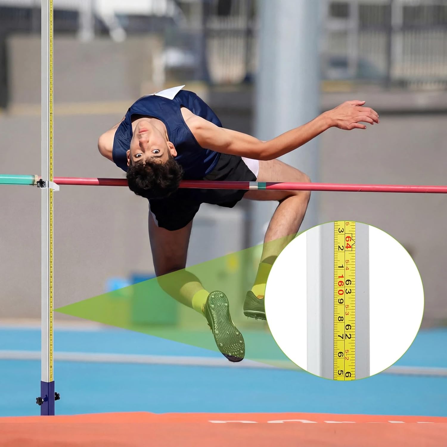 1 Pair High Jump Upright Standards Pair with Height Scale, 1-7 ft Adjustable, Track & Field Equipment for Athletics Training, Steel Frame with Stable Base for Indoor Outdoor Use