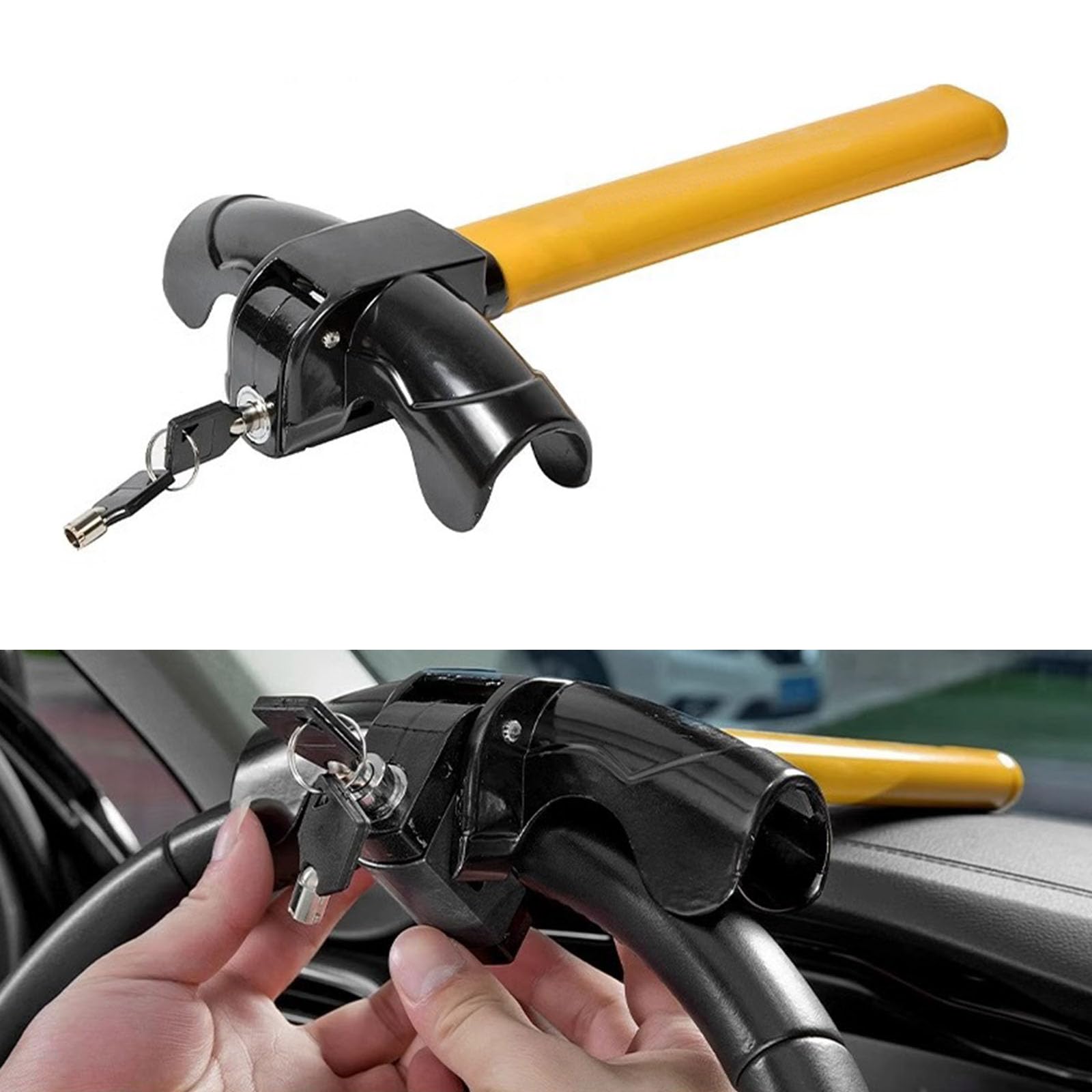 Canne Antivol Voiture Volant, Compatible avec Ford Escape, Blocage du Volant avec Clé Antivol De Voiture Blocage du Volant Sangle Antivol,Type A