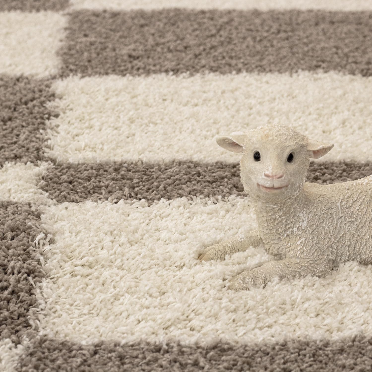 Hoogpolig Vloerkleed, Kleur Beige, Geometrisch ontwerp, 107464
