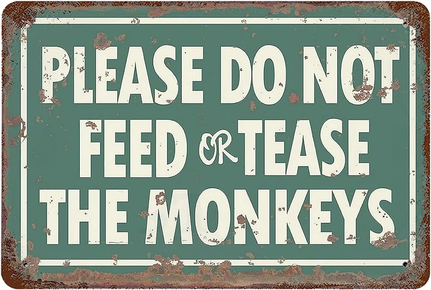 Liantsh 23 Metal Tin Sign 8X12, Vintage Warning Of Monkey, Wall Decor Please Do Not Feed Or Tease Monkeys Poster Art For Home Living Room Bedroom Garden Garage Office Cafe Bar Pub