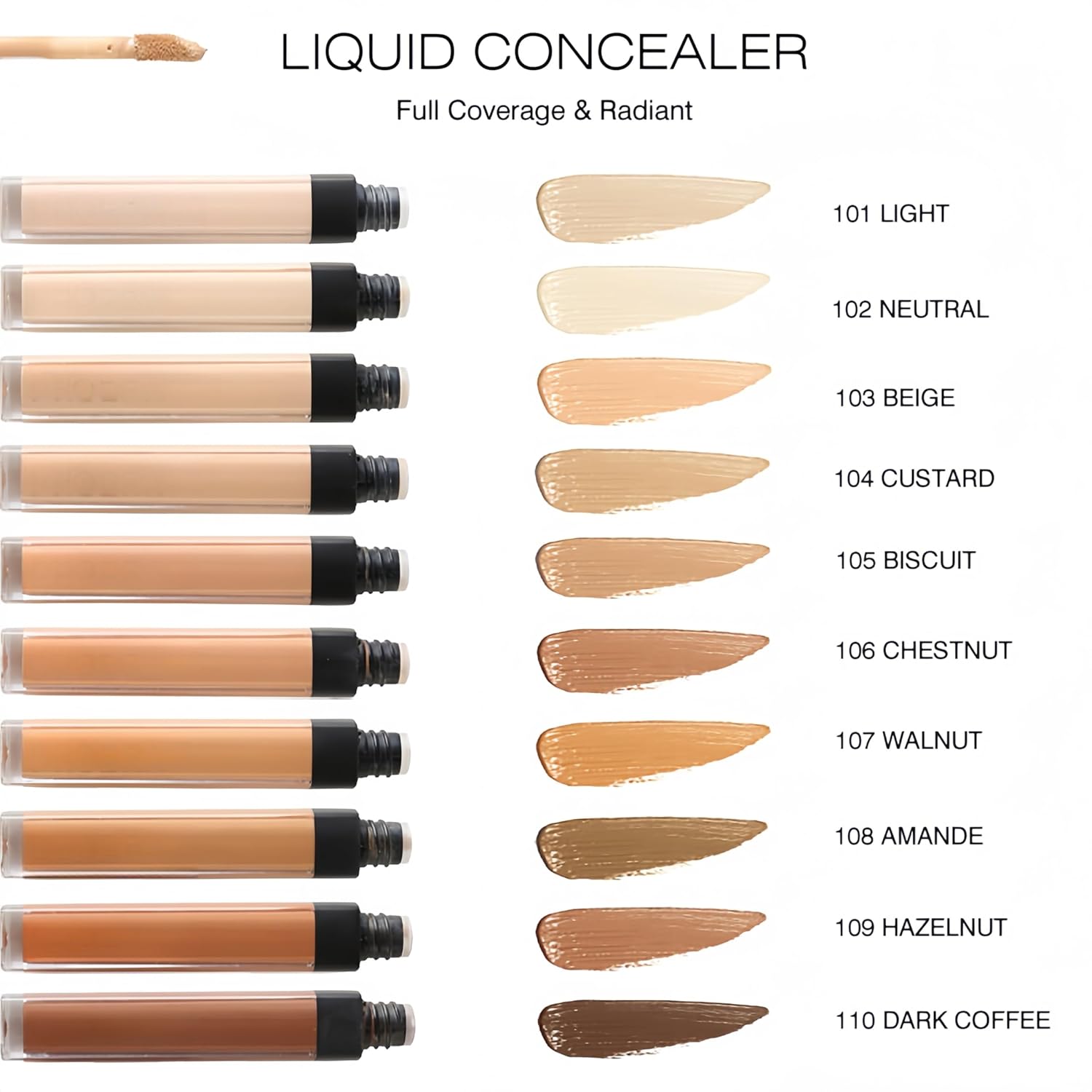 MAEPEOR Liquid Concealer 10 Colors Cream Full Coverage Concealer Long Lasting Brightening Color Corrector Liquid Concealer (05 Biscuit) - Image 2