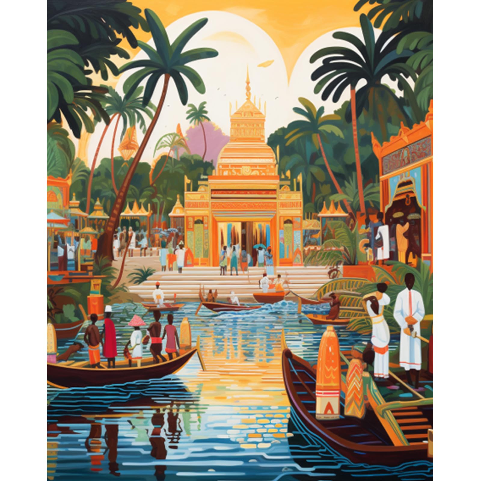 Walarky Seaside Scenery Picture Paint by Number for Adults Holiday Style DIY Gift Oil Painting Kits on Canvas with Brushes Pigment Colorful Picture for Home Wall Decor 16x20inch (Framed)