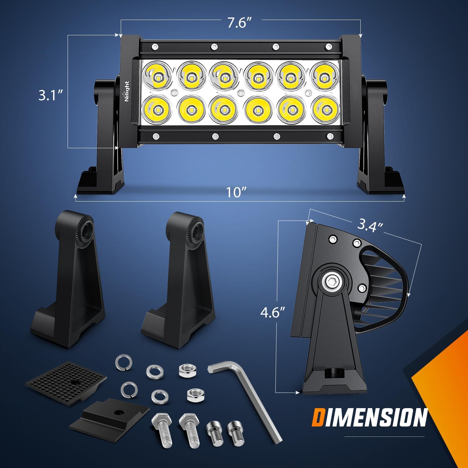 Nilight LED Light Bar 2Pcs 7.5 Inch 36W 2520LM Spot Led Pods Fog Driving Roof Bumper Off Road Work for Motorcycles Van Camper Wagon Car Pickup Golf Cart ATV UTV SUV Truck Boat 4x4