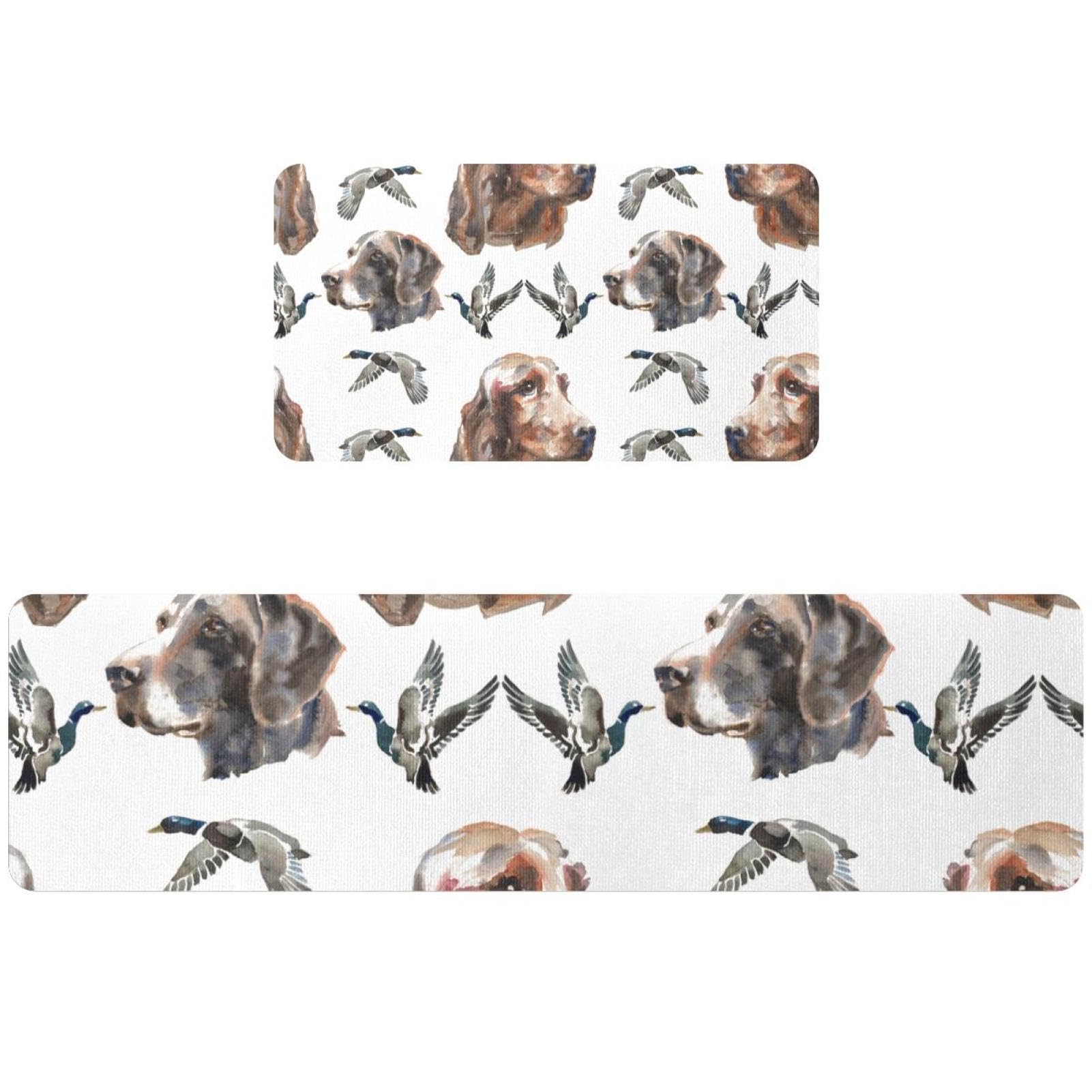 Tapis de cuisine irlandais Deutsch Kurzhaar et canard, lot de 2 tapis absorbants lavables
