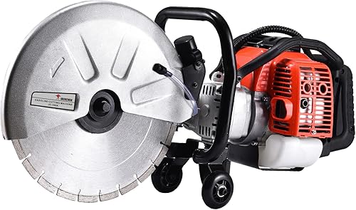 JKCHEN Sierra de corte a gas de 14 pulgadas, sierra de hormigón con EPA, sierra circular de gasolina de 2 tiempos, ideal para cortar bloques de