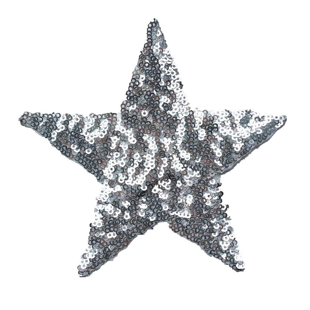 Cerotti 12 cm argento sequin stella cucire ferro sui patch scintillio distintivi ricamati per abito jeans t shirt fai da te appliques decorazioni artigianali abbigliamento riparazione decorazione patc