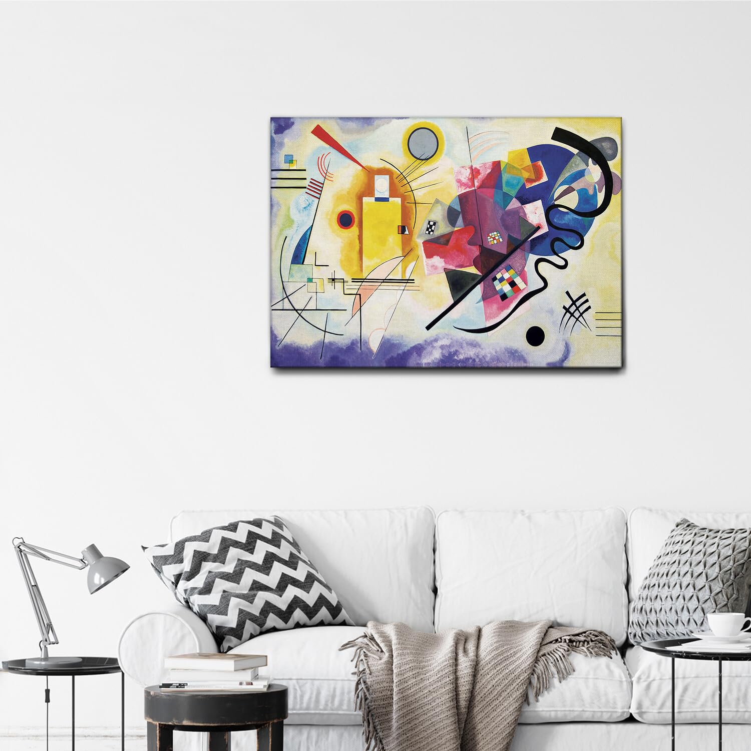 Giallobus - Quadro - Vassily Kandinsky - Giallo rosso e blu - Tela Canvas Telaio Standard - 100x70 - Pronto da appendere - Quadri moderni per la casa