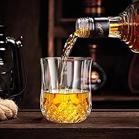 Vista 7 de Diamond Whiskey Glasses Set of 6 with Compact Size, Premium Crystal Bourbon Scotch Glass for Men Dad, Solid Old Fashioned Glass Lowball Bar Glasses