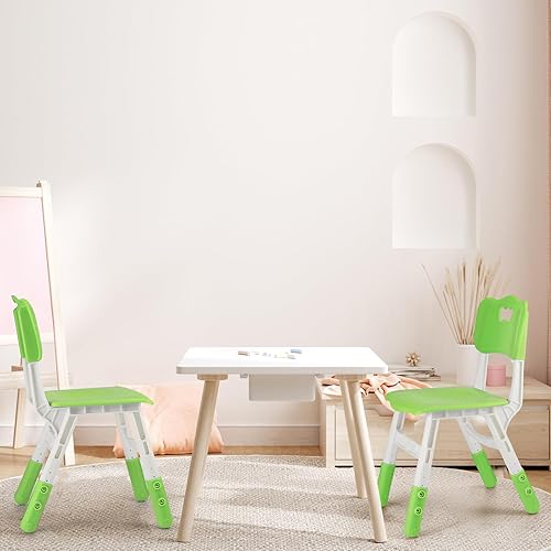 Miniatura 2 de Paquete de 2 sillas ajustables para niños, juego de asientos de plástico para niños, sillas de altura para niños, sillas de estudio para niños y