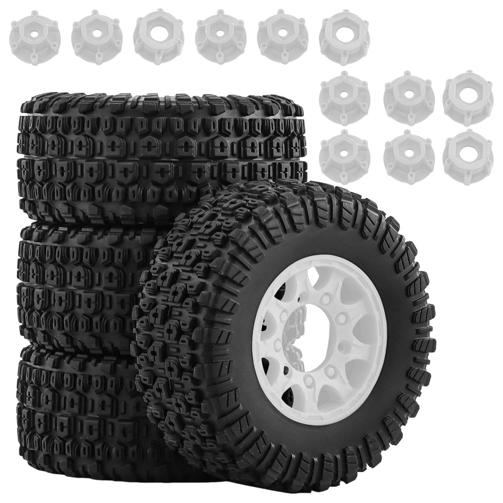 4 Pezzi Ruote Auto Giocattolo Gomme Ricambio Componente Robusto Montaggio Semplice Materiale Gomma Durevole Adatti a Modellismo Veicoli Elettrici, Bianco