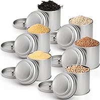 Vista 4 de Lawei Paquete de 9 latas de té con tapas dobles herméticas, caja de lata redonda de 8 onzas, recipientes pequeños de cocina para almacenamiento
