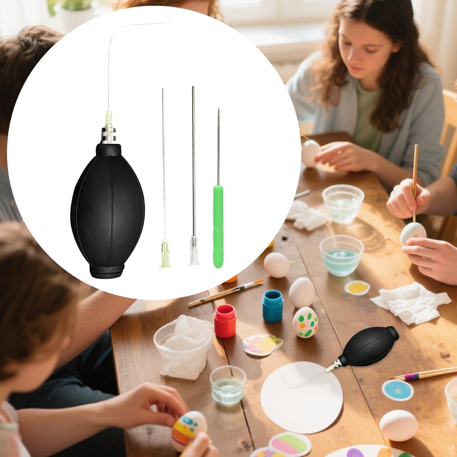 Verbpupl Egg Blowing Device, Egg Blower Tool with Pump and Drill, Tools for Drilling Easter Eggs, for Crafts Beads Jewellery