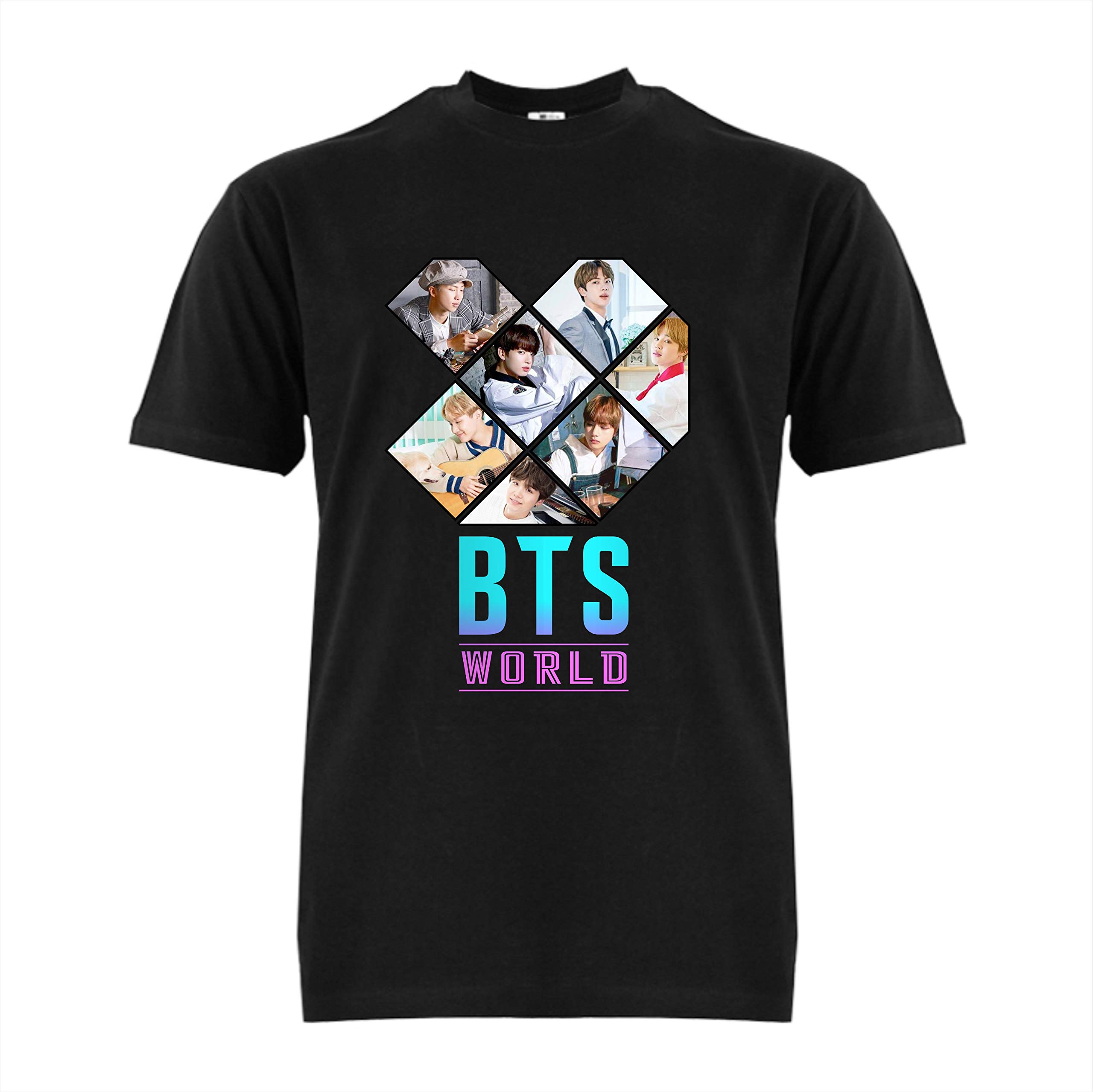 FMstylesBTS World Black Unisex Tshirt with Full Color Print - FMS625 (Small)