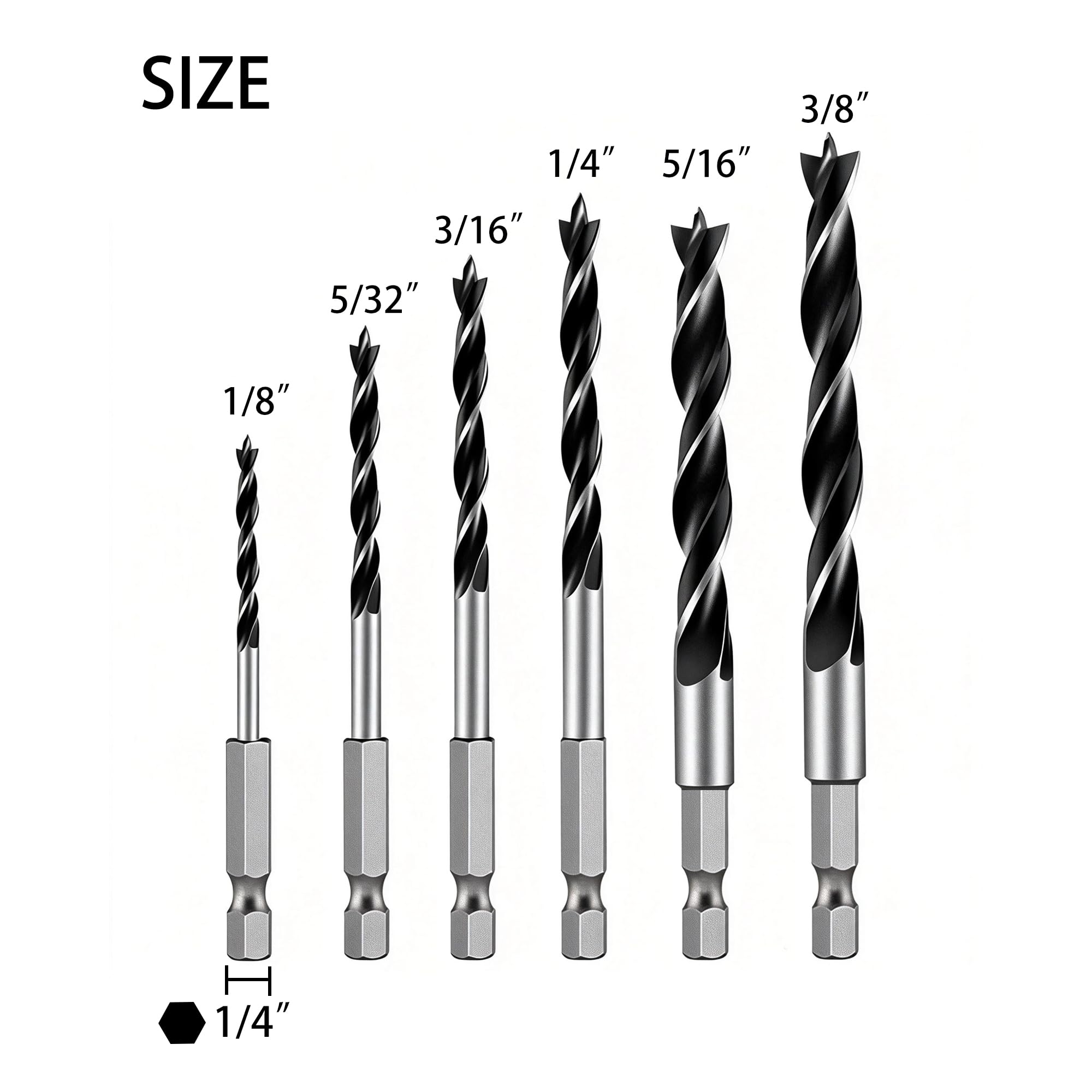 Brad Point Drill Bit Set - 6PCS for Wood & DIY -2