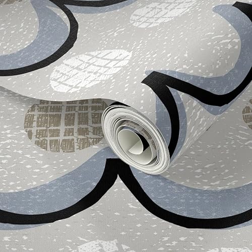 Miniatura 2 de Spoonflower Peel & Stick Wallpaper 12ft x 2ft - Oceans Islands Dots Scallops Neutral Waves Tropical Nautical Circles Geometric Beach Scallop Custom