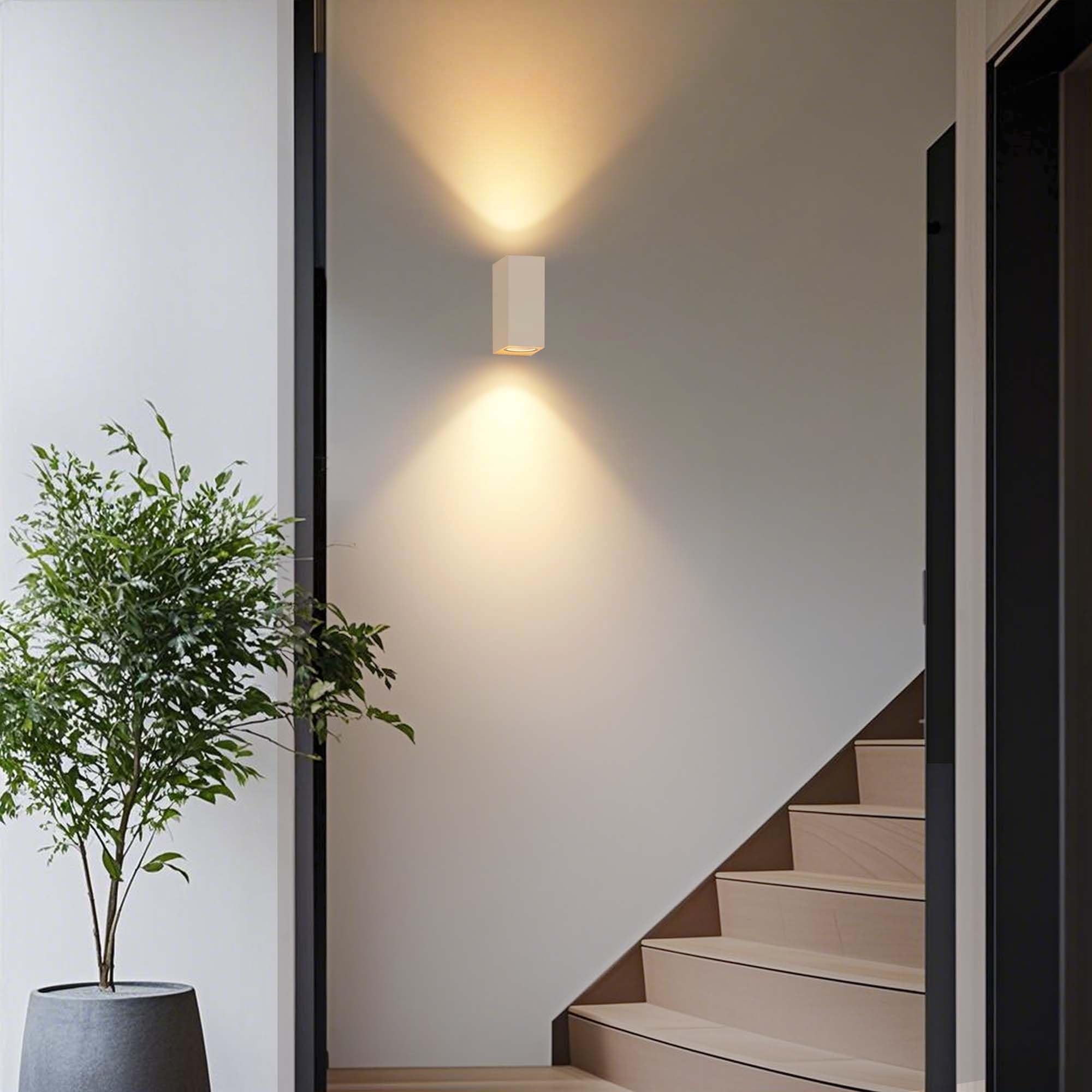 Ledvion - Outdoor Wall Lamp, Cube, GU10 Fitting, Beige, Cube beige - Image 2