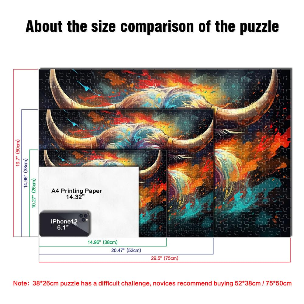 Puzzle da 2000 pezzi per adulti Buffalo rompicapo puzzle con pezzi completamente ad incastro a forma casuale 70 x 100 cm per bambini di 14 anni
