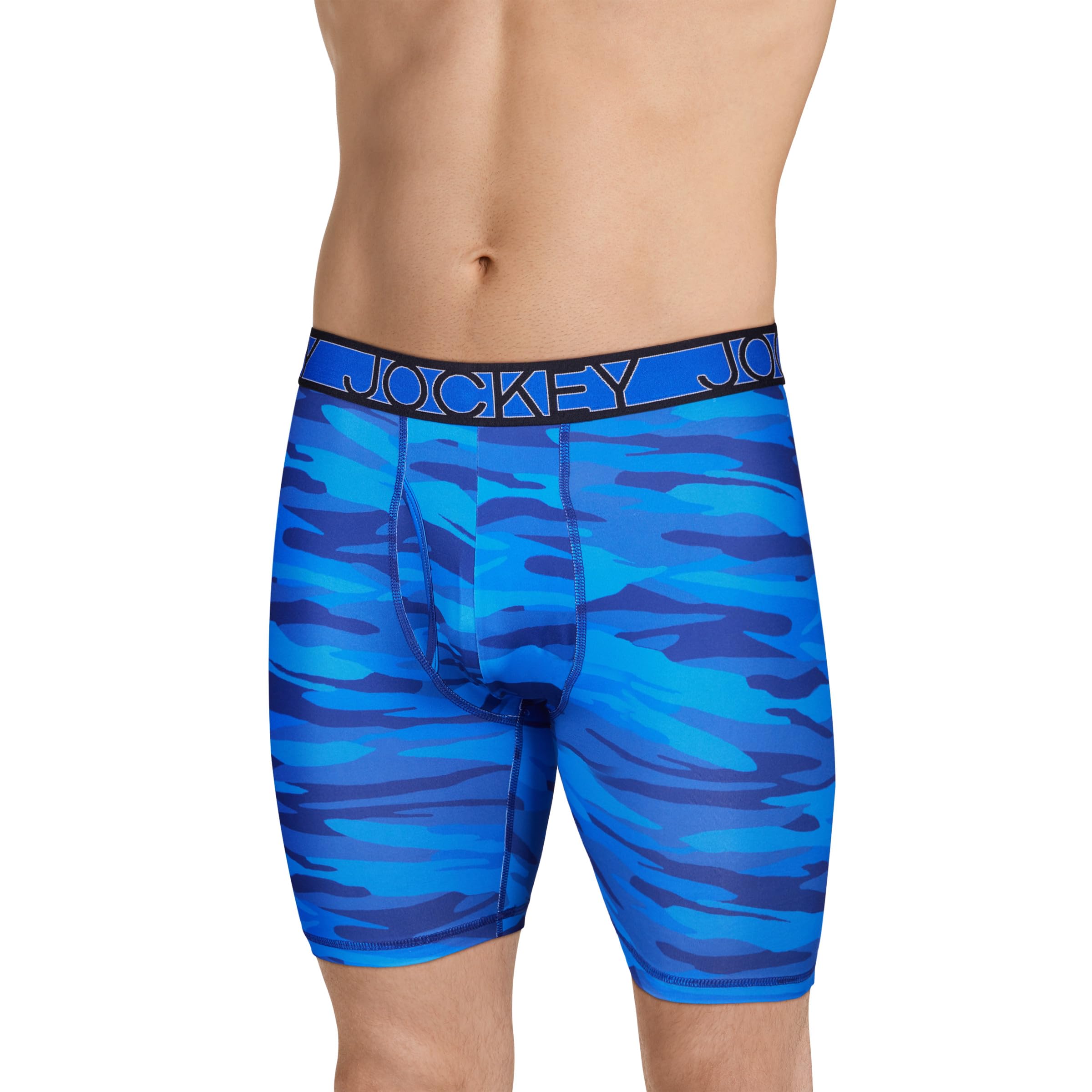 Jockey Men's Underwear Active Microfiber 9' Long Leg Boxer Brief - 3 Pack