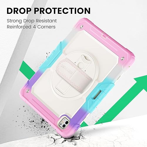 Miniatura 30 de SEYMAC Funda para iPad de 9ª/8ª/7ª generación de 10.2" 2021-2019, funda protectora resistente a prueba de golpes con protector de pantalla, soporte