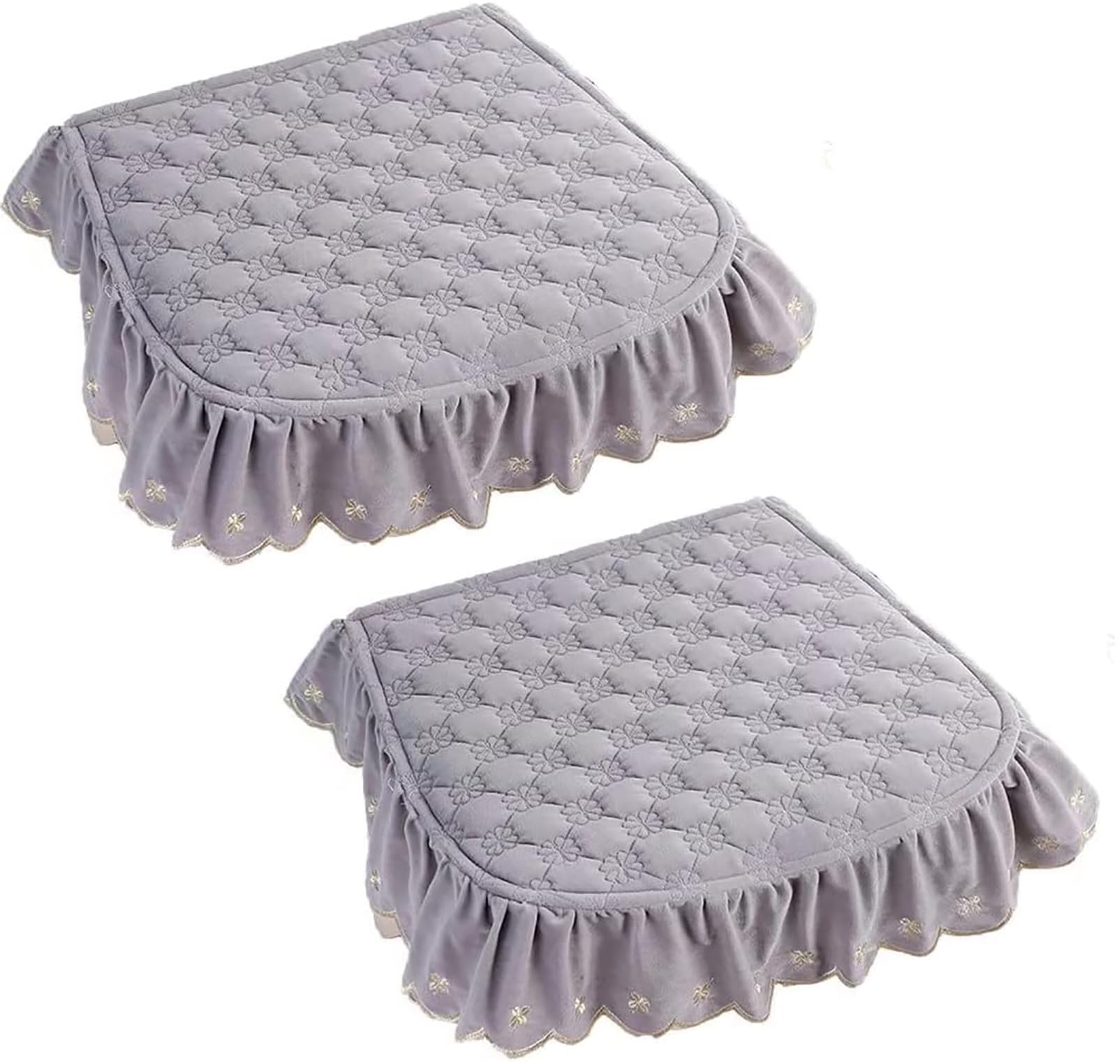 Galette de chaise 45x43 gris en lot de 2 avec volant élégant pour assise de jardin ZTGL