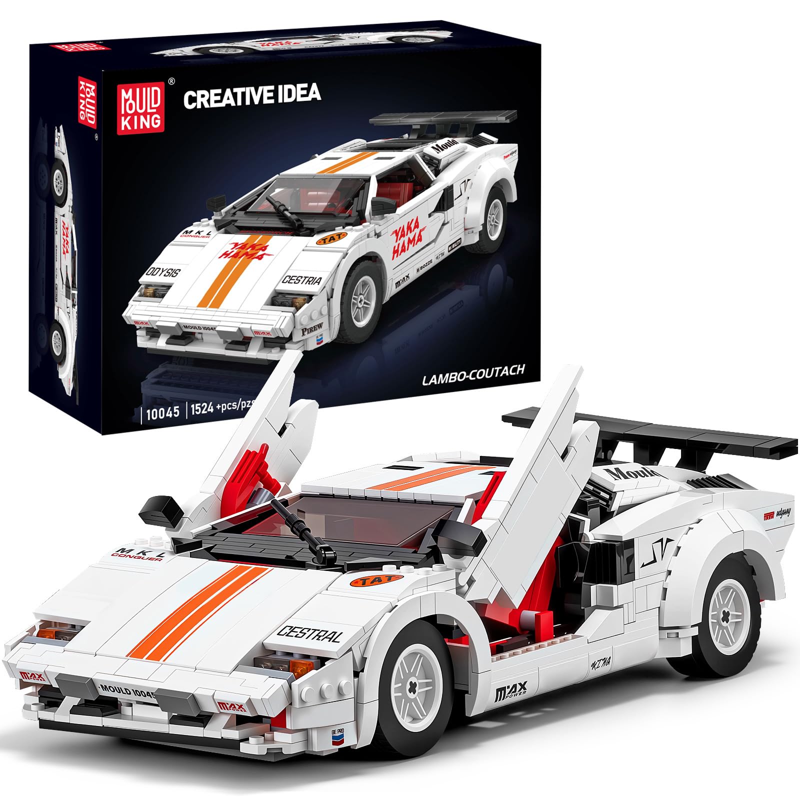 Mould King 10045 Technik Sportwagen Bausteine Set, 1524 Teile Auto Modell Bausatz, Kreatives Fahrzeug Spielzeug für Erwachsene und Sammler