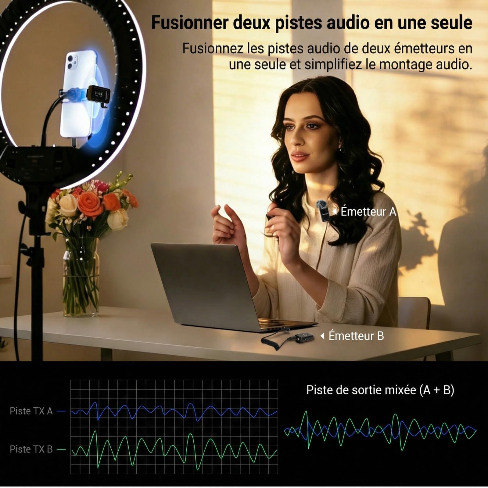 NEEWER CM28 Pro Système de Microphone Cravate sans Fil avec étui de Chargement 48 kHz 16 Bits Audio Non compressé Suppression du Bruit 4 Go de Stockage 9 Heures d'enregistrement
