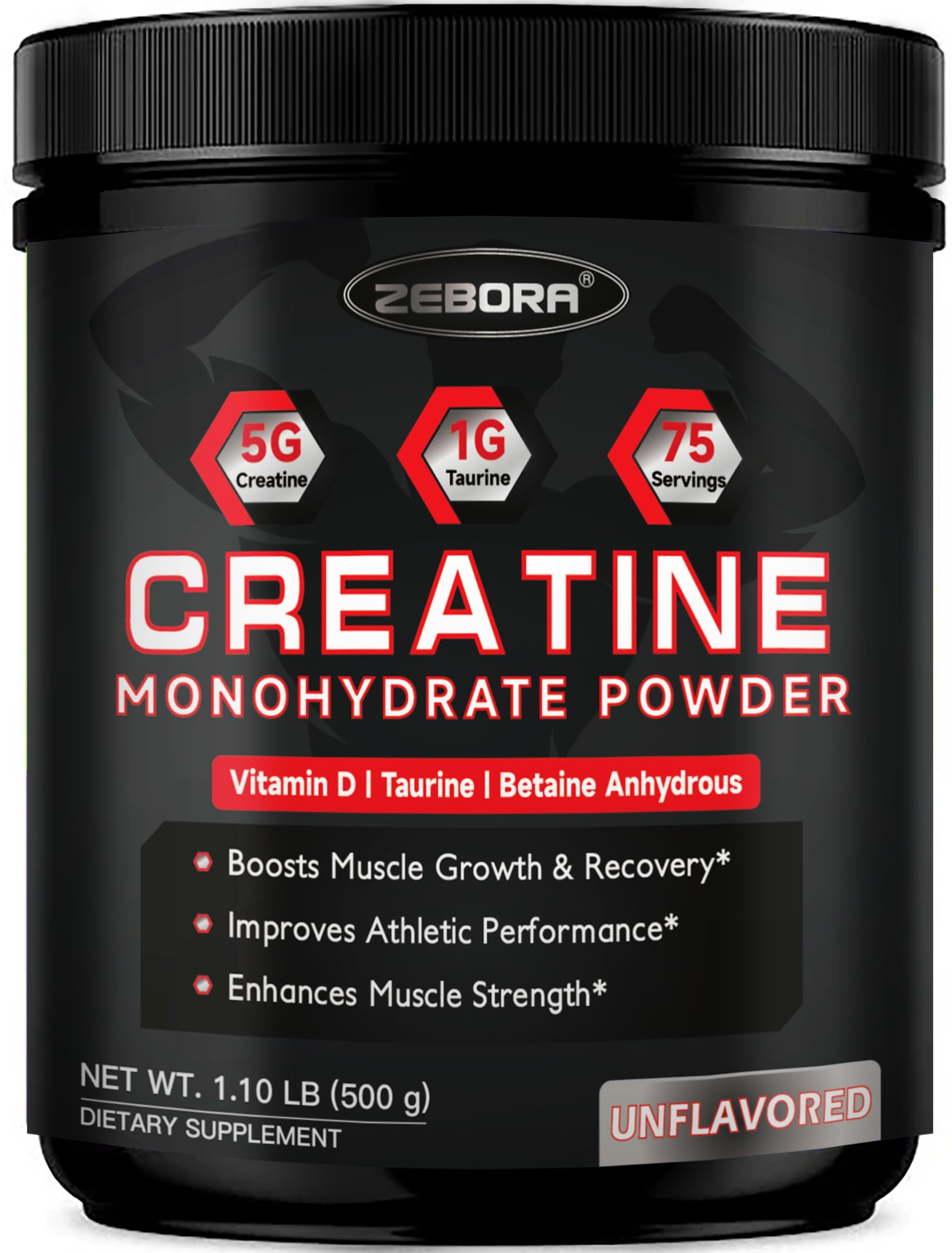 ZEBORA Micronized Creatine Monohydrate Powder, Creatine Monohydrate for Women-Men, Helps Muscle Recovery, Enhances Muscle Size & Strength with 5G