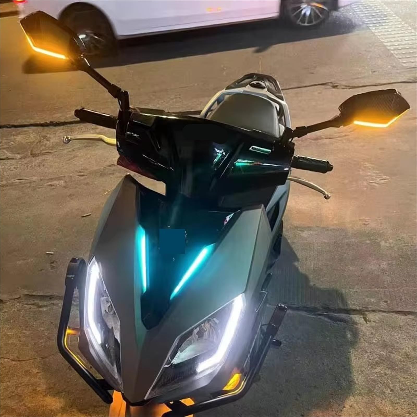 Espejos Manillar Moto Para MT 07 09 10 125 Para FZ6 Para F800R Espejo Trasero Motocicleta Con Luz LED Señal Giro Universal 8 Mm Espejo Moto(Carbon fiber color)