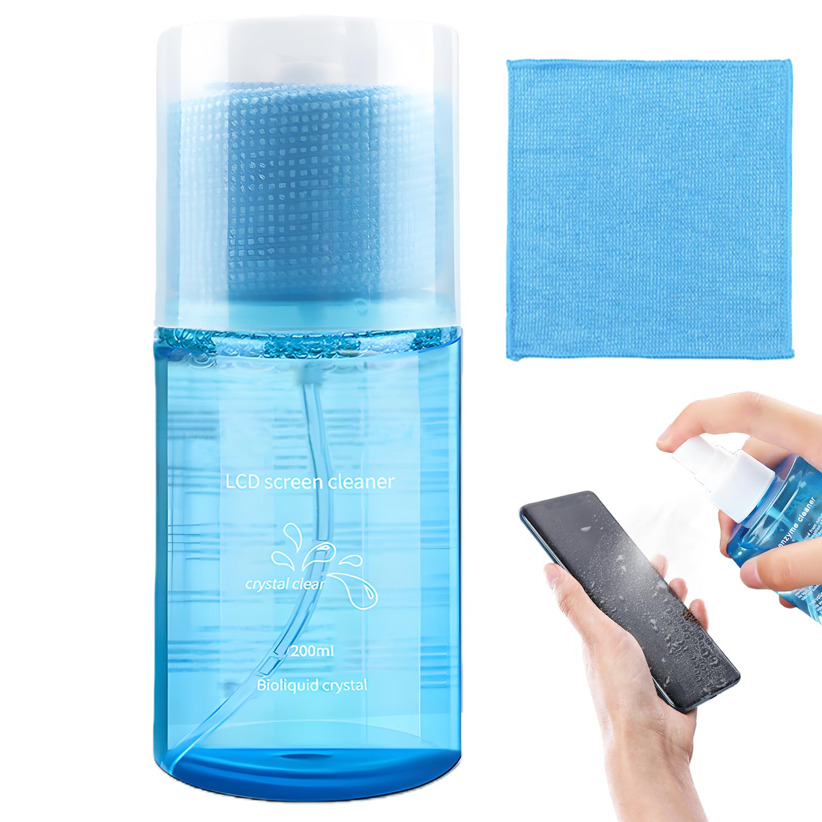 200ml Kit Pulizia Pc, Detergente Schermi Elettronici, Pulisci Schermo Pc + Panno Microfibra Schermo, Spray Pulizia Schermo per Monitor, Laptop, Tablet, Display di Computer