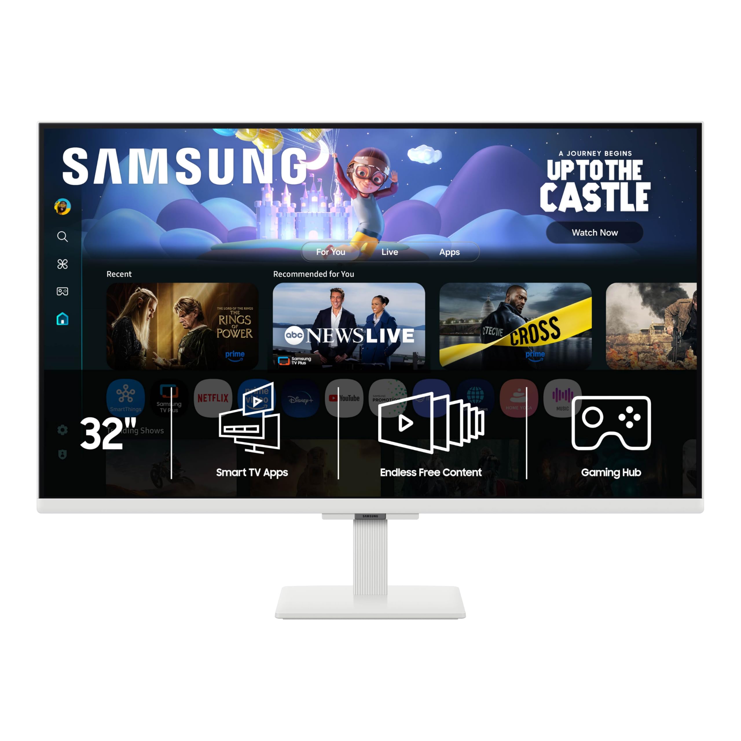 samsung 32-inch m5 (m50f) series fhd smart monitor with streaming tv, speakers, hdr10, gaming hub, multiple ports, workout tracker, vision accessibility tools, white, ls32fm503enxza