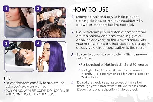 Miniatura 5 de Punky Kit de caja de color violeta - Para cabello decolorado, rubio o resaltado, tinte para el cabello no dañino, vegano, libre de PPD y parabenos,