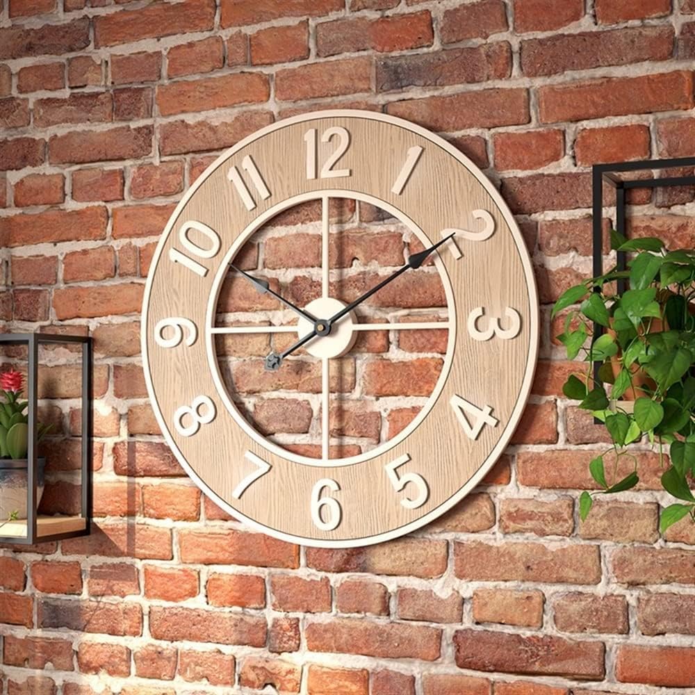 Reloj de Pared Relojes de Pared Reloj de Pared silencioso Reloj de Pared Redondo de Cocina Cuarzo silencioso sin tictac 60 cm / 24 Pulgadas Reloj Decorativo para Sala de Estar Relojes de Pared para