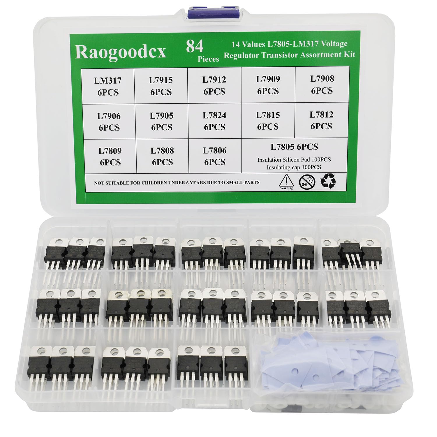 Transistor Sortiment Kit – 50 Stück LM317T, L7805, 7806, 7808, 7809, 7810, 7812, 7815, 7818, 7824, Spannungsregler