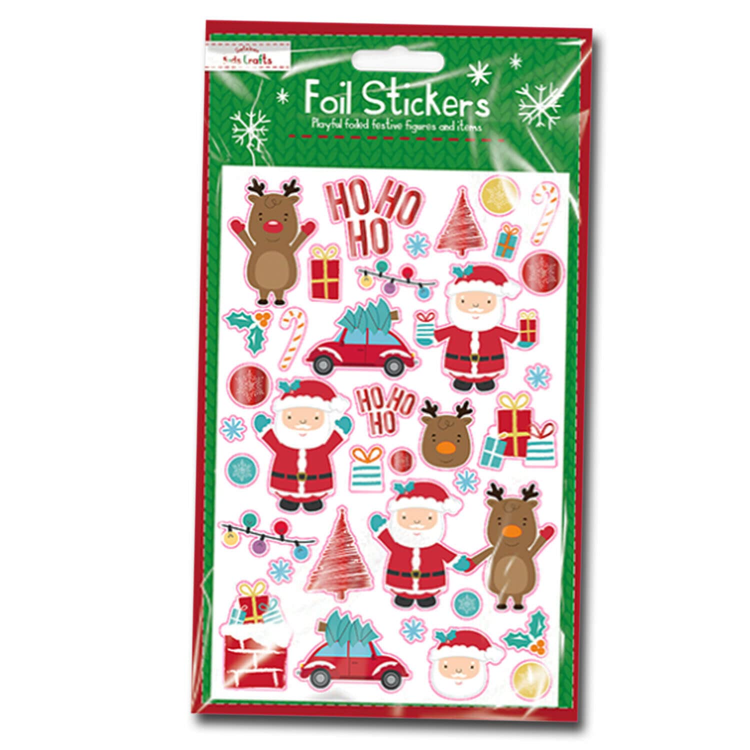 Lizzy Christmas Novelty Stickers | Foam Christmas Sticker Craft Card Décor Stocking Filler (Santa/Reindeer)