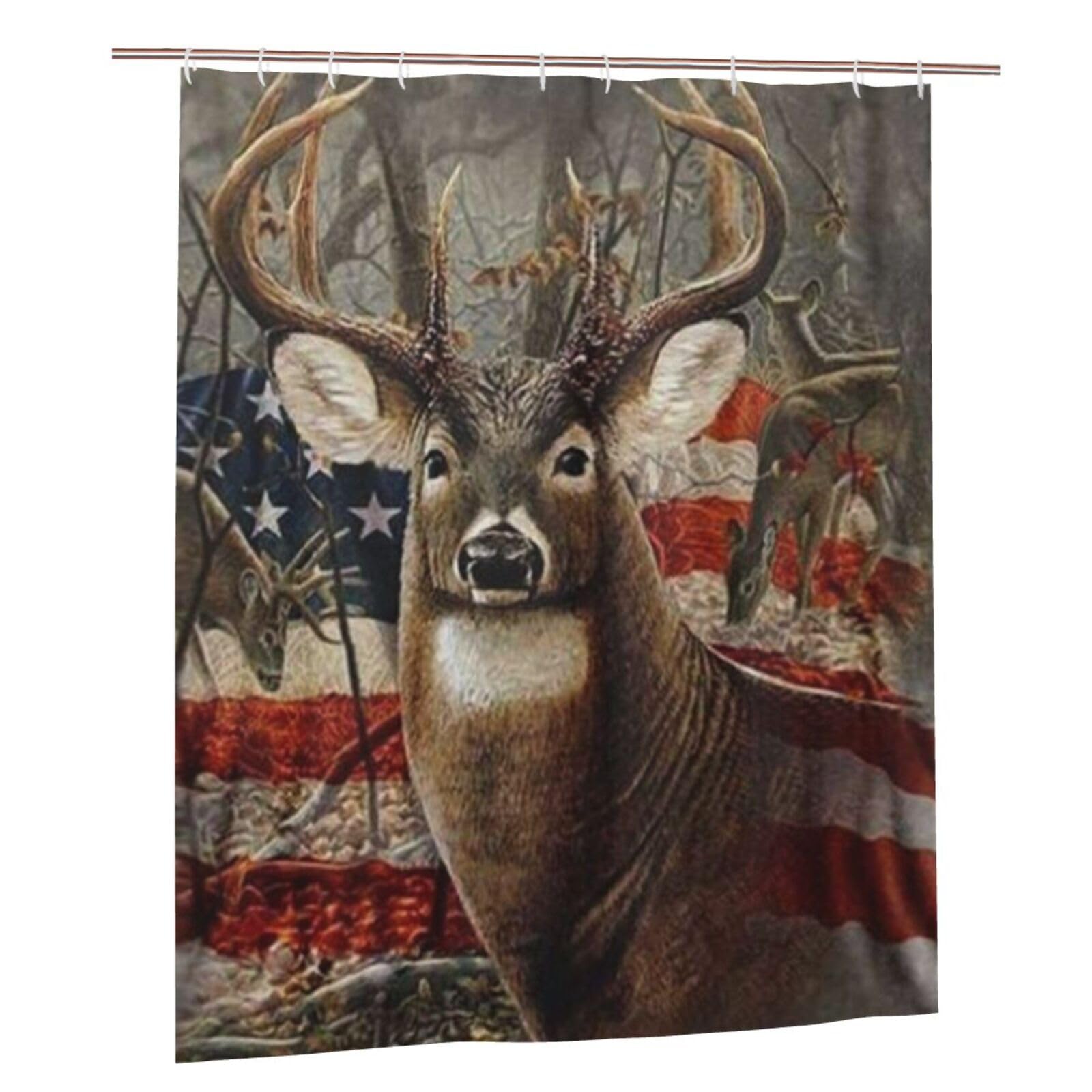 Rideau de douche motif cerf tissu étanche 152x183 cm pour salle de bain