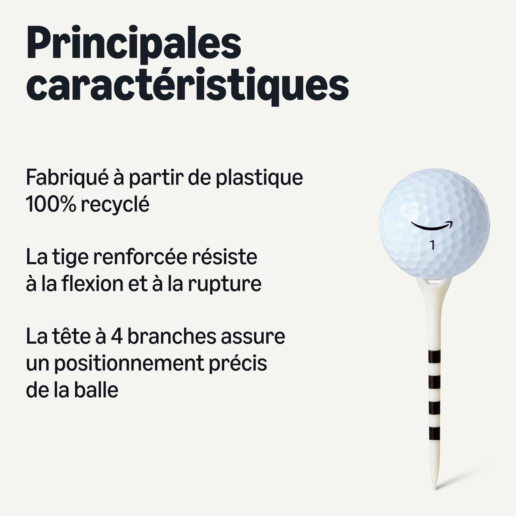 Amazon Basics Tees de Golf avec Système de Marquage de Hauteur - Tees en Plastique Recyclé avec Tête à 4 Pointes - Accessoires de Golf - Blanc - Lot de 100 - 2