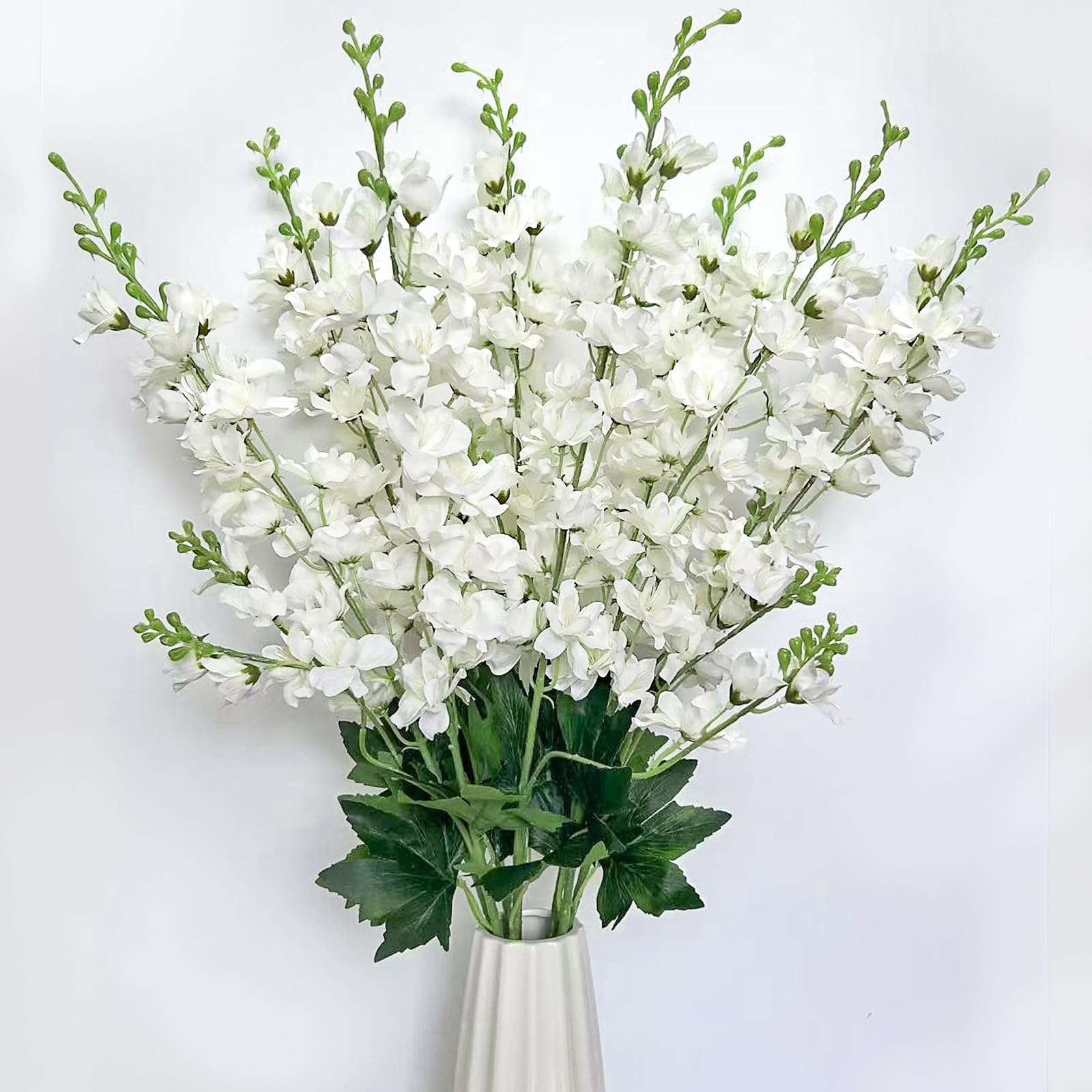 aunosit 8 Pcs White Delphinium Artificial Flowers
