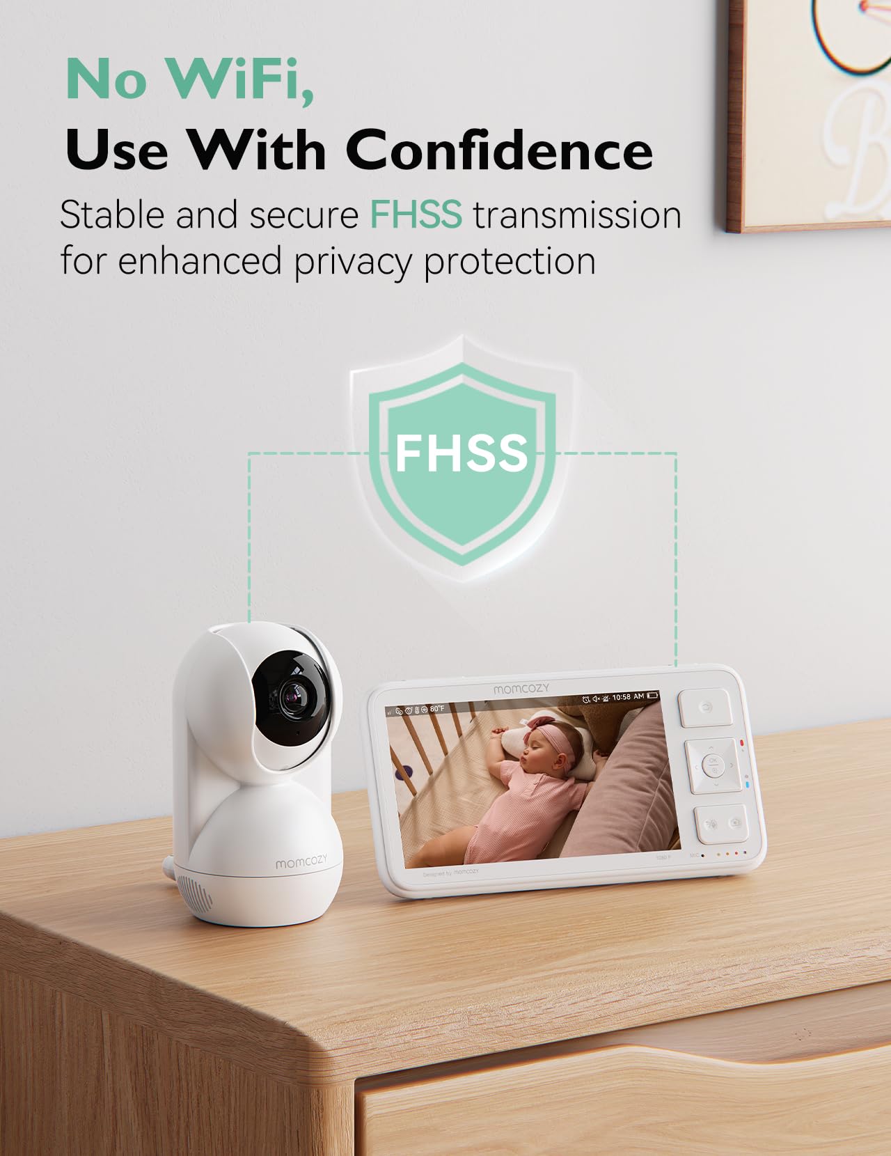 Momcozy Babyfon BM03 Dodatkowa kamera, rozdzielczość Full-HD 1080P, 2-kierunkowe audio PTZ-Zoom, monitorowanie temperatury, jasny widok nocny, łatwa obsługa, bez karty SD (niekompatybilny z babyfonem