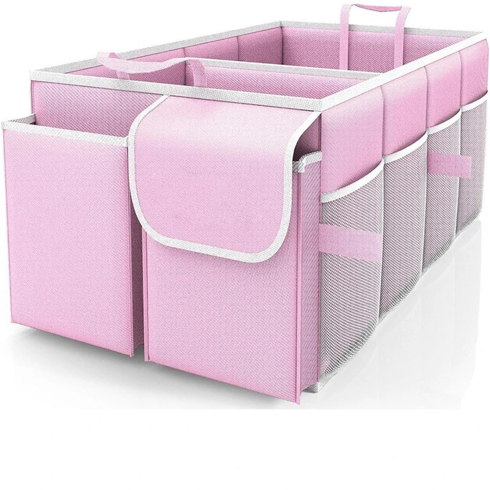 Organizer Emergenze Viaggio‌ Grande capacità, pieghevole, per bagagliaio auto, contenitore portaoggetti per campeggio, viaggio all'aperto, auto Organizer per Bagagliaio(Pink)