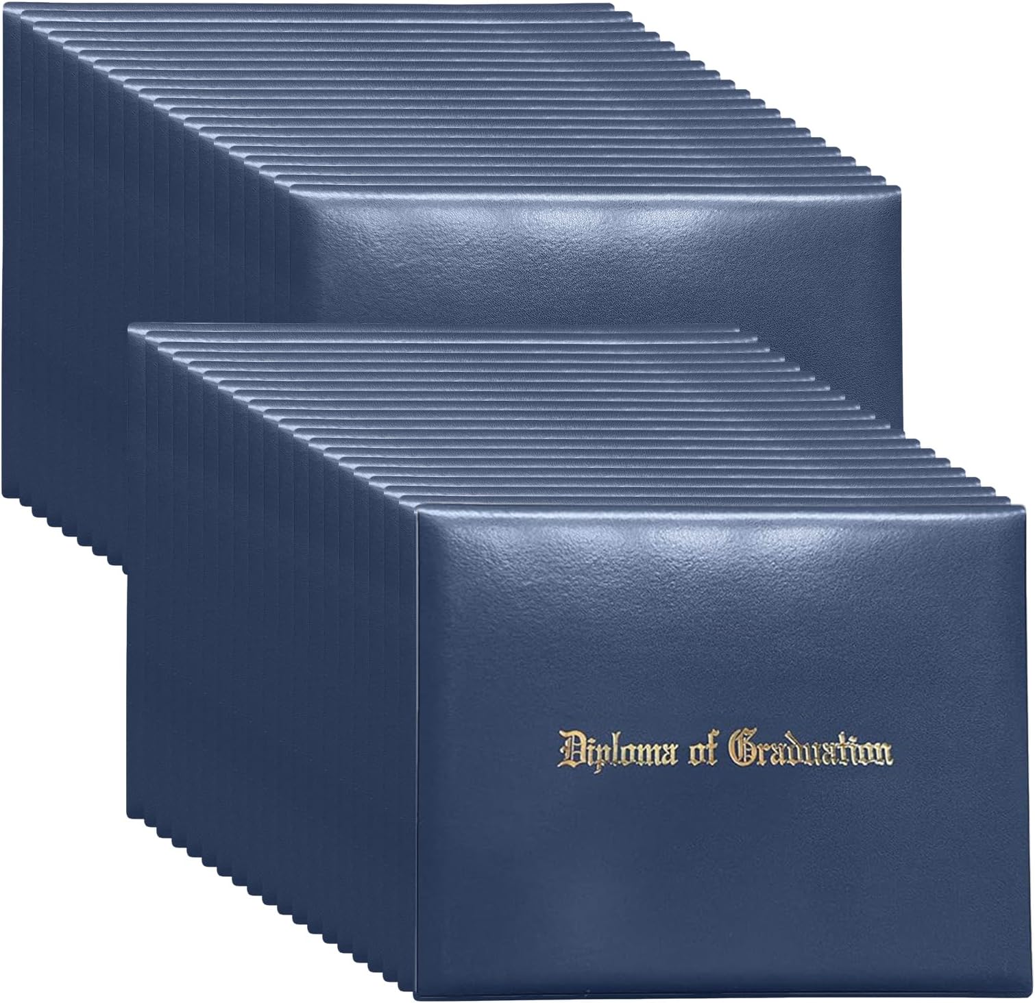 Happy Secret Imprinted Diploma Holder for 8.5"x11" Certificate - Graduation Cover with Smooth Leather, Navy, 40 Packs