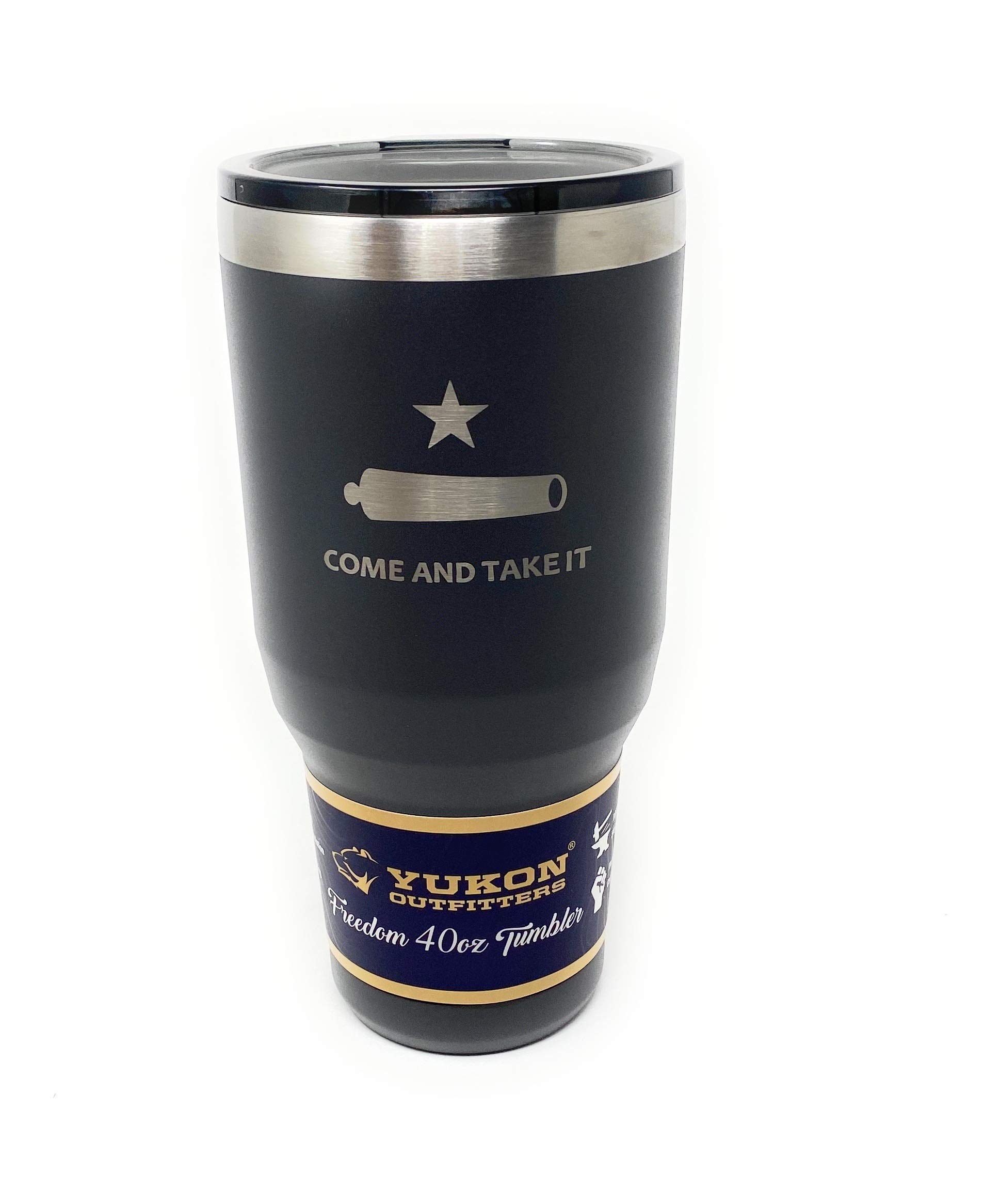 Yukon Outfitters Everyday Outdoor Stainless Steel Freedom 40 oz Tumbler, Chaircoal - Come and Take It