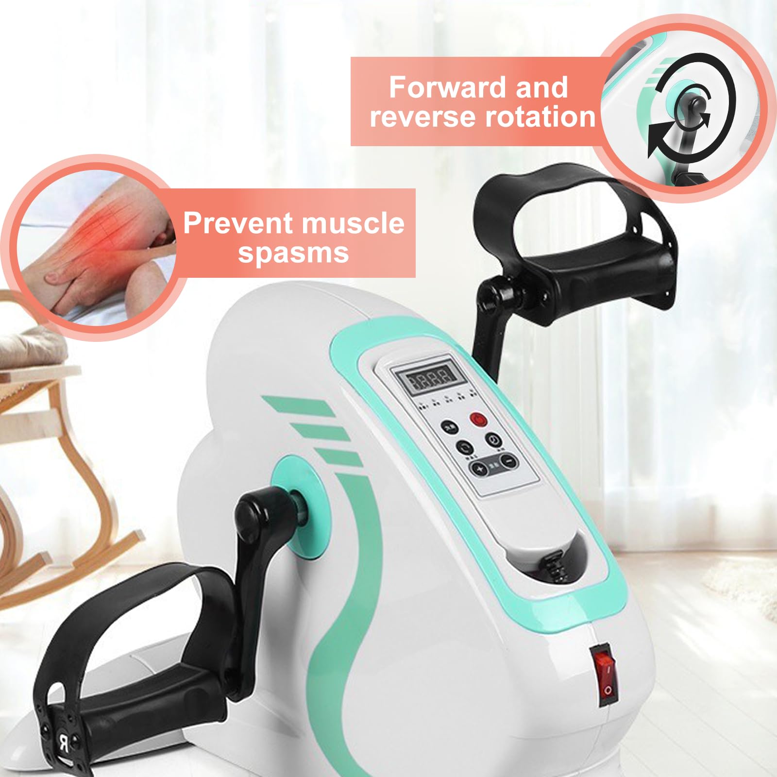 Elektryczny mini rower treningowy/stepper z pedałami, odpowiedni dla seniorów, regulowany i przenośny rower treningowy, sprzęt rehabilitacyjny, mini trenażer rowerowy