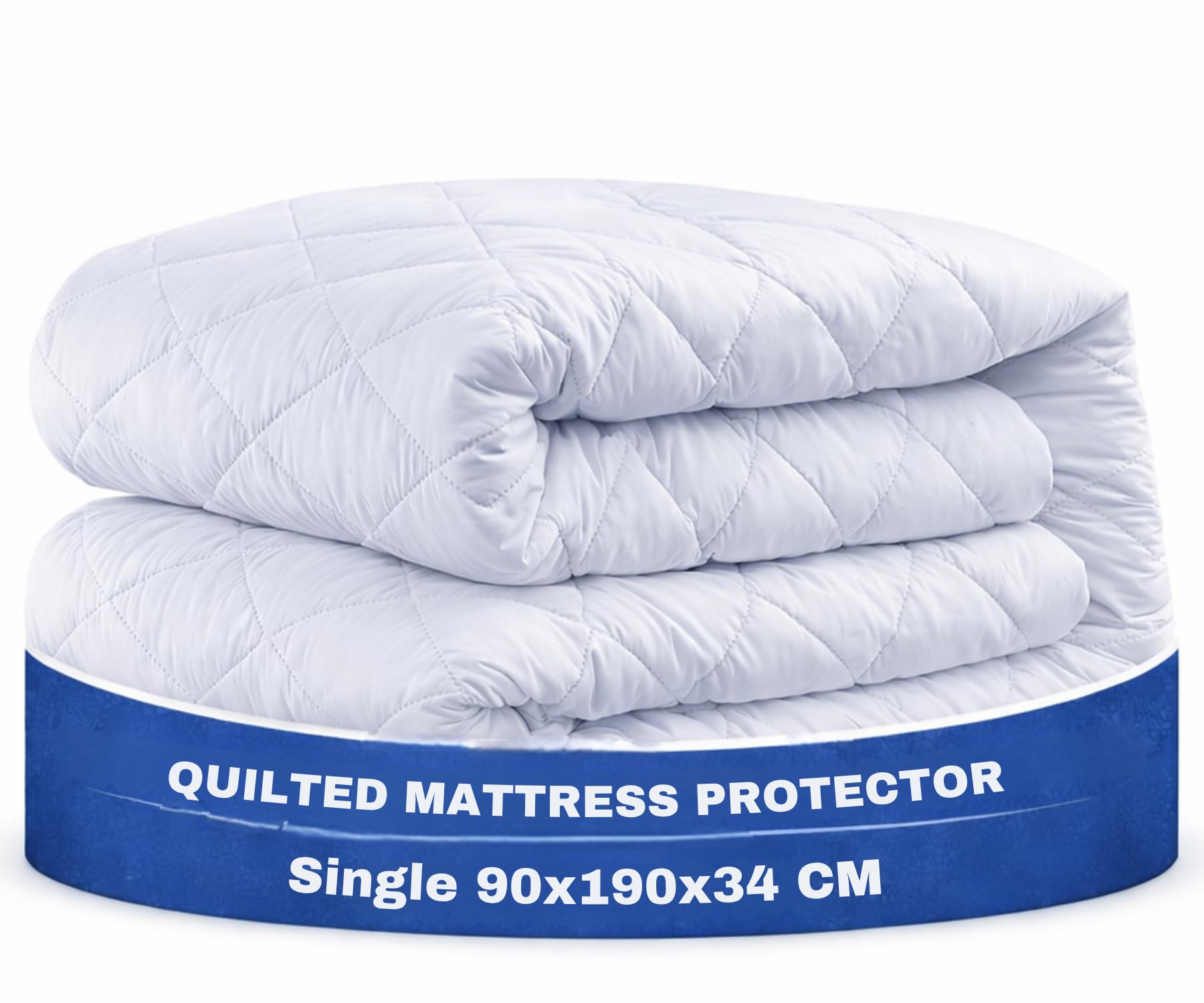 Quilted Mattress Protector Single Bed Size 34cm Extra Deep - Single Mattress Protector Fitted Size - 100% Microfiber Hypoallergenic & Super Soft Bed Cover Guard (90x190cm)