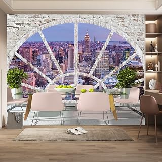 Skyscraper Removable Decor Paintings, City View Peel and Stick Wall Mural 3D Wallpaper for Bedroom Living Room Children's Room Sofa Background Wall,99" W x 66" H