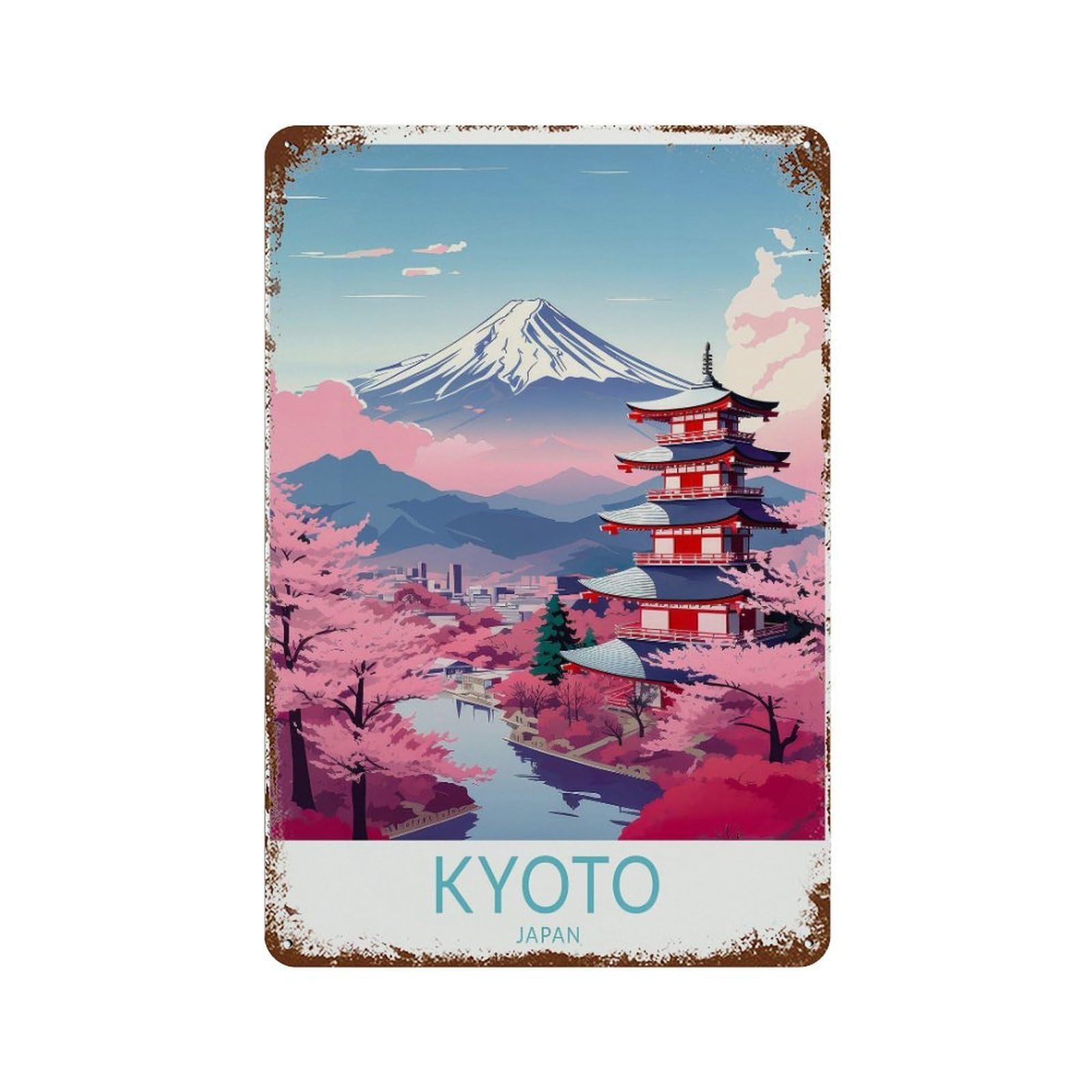 xiaoxiaoshen Kyoto Japan Travel Fuji Japanese Trinational Food Wall Decor Art Metal Tin Poster Modern Home Decor Art Home Bar Shop Decorations Vintage Sign 30x20cm