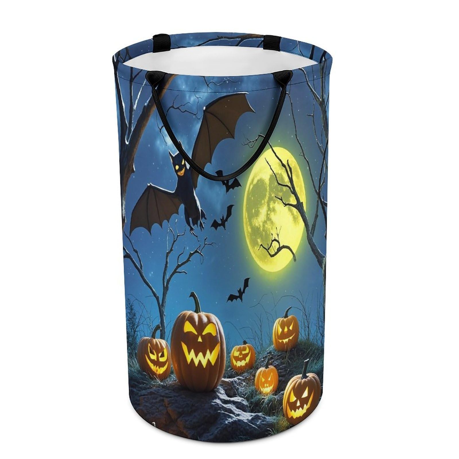 Bats And Pumpkins Laundry Hamper Waterproof Clothes Basket Large Capacity Collapsible Laundry Basket Freestanding Clothes Hamper for Dorm Family Bathroom Decor Storage 86L